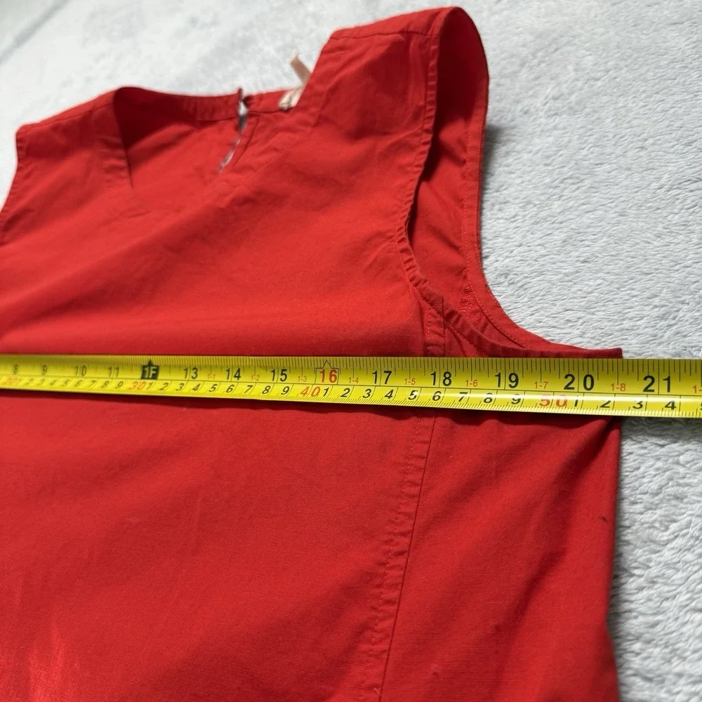 Eileen Fisher Women's Medium Red Sleeveless A-Line Shift Dress Pockets